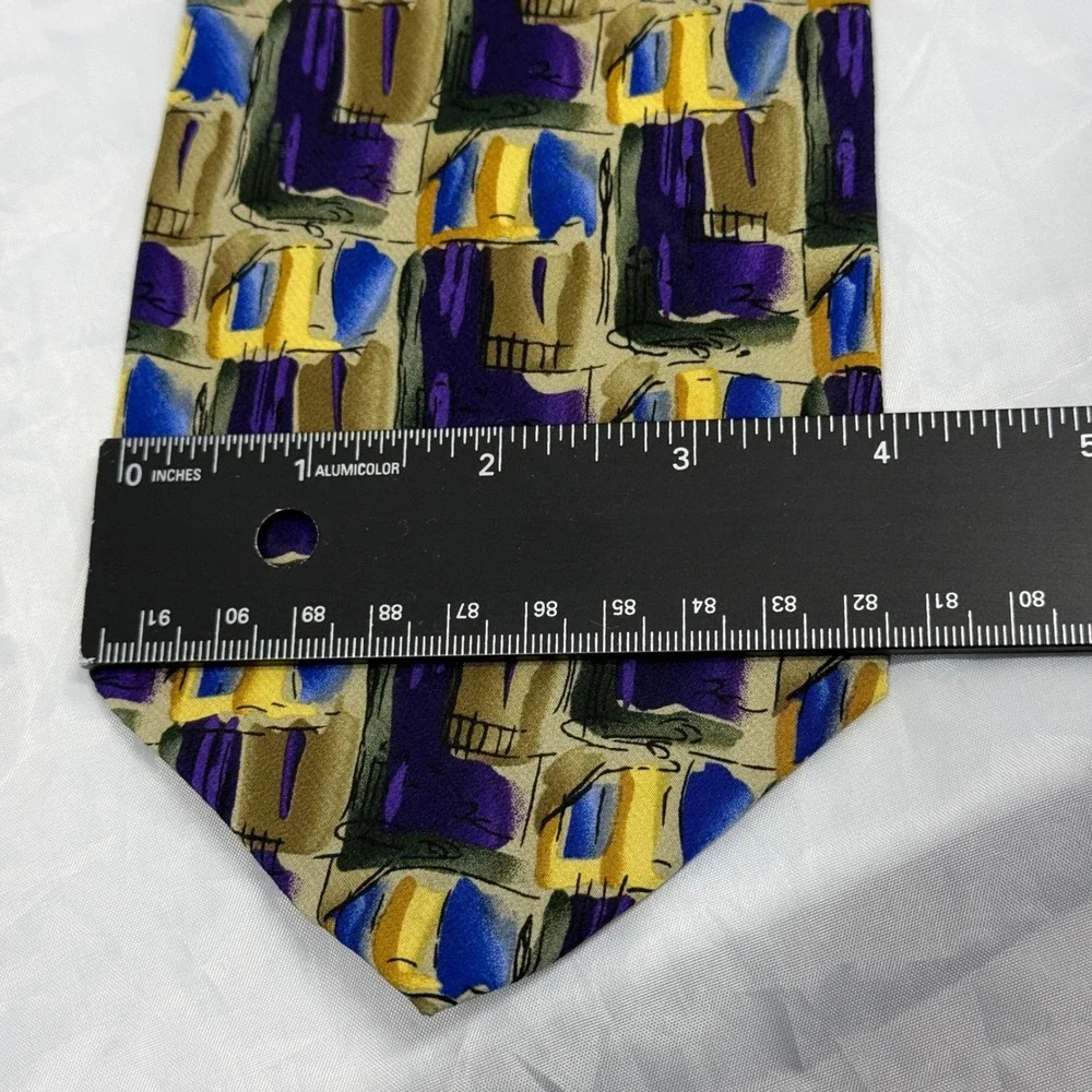 J. Garcia OS Tie Mens Multicolor Paris in the Rain‎ Collection 15 Silk Abstract